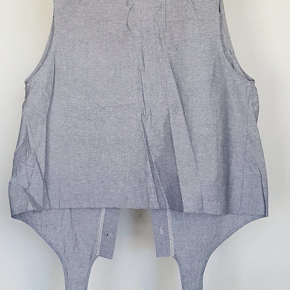 SEE YOU MONDAY Shirt XXL NWT Sleeveless Tie Waist Tattoo Swallows Chambray - Picture 6 of 8